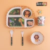 Export-quality children's bamboo fiber tableware with creative patterns and eco-friendly baby compartments Specification image